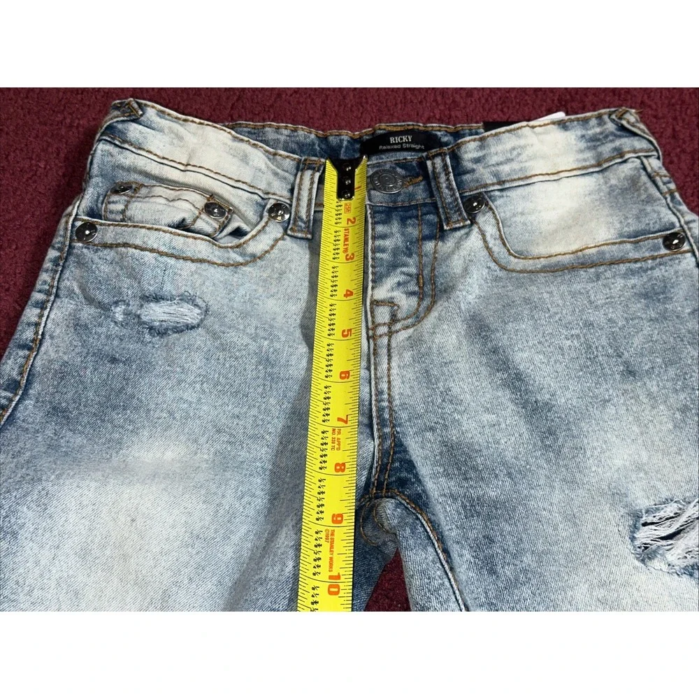True Religion Ricky Relaxed Straight 10 Jeans 25x26 Blue Distressed Jeans